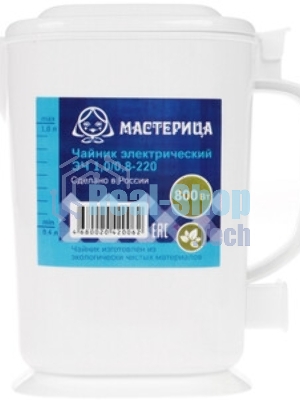 Электрочайник Мастерица ЭЧ-1,0/0,8-220Б белый, 1.0 л, 800 Вт (в уп. 10 шт)