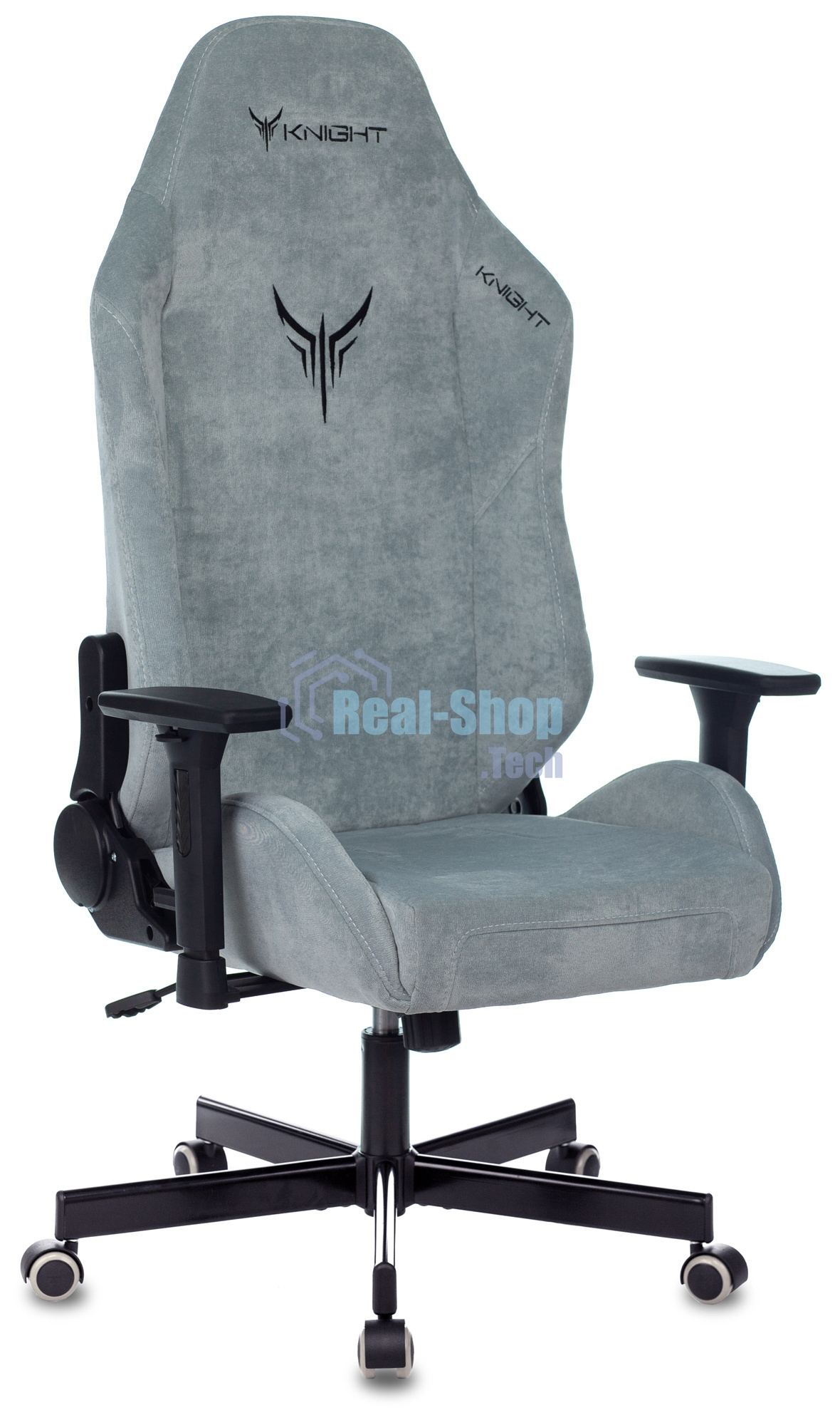 Кресло игровое Бюрократ Knight N1 Fabric серо-голубой Light-28 с подголов. крестовина металл