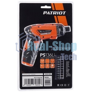 Отвертка аккумуляторная PATRIOT PS 136Li Li-Ion, 3.6 В/1,5 Ач, Реверс, 200 об/мин, 3,5 Нм, патрон: НЕХ 1/4
