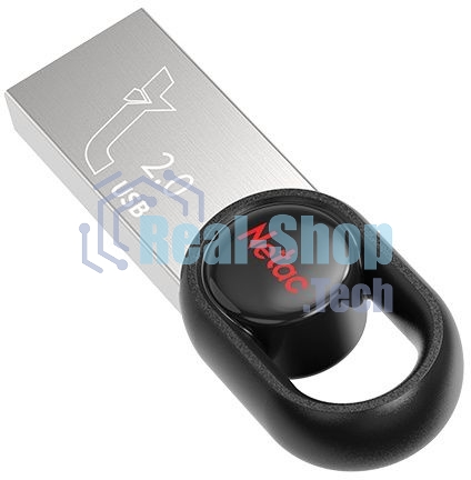 Флешка USB Netac UM2 (NT03UM2N-032G-20BK), 32Gb, USB 2.0, R/W 100/40, серебристый/черный