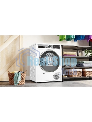 Сушильная машина Bosch WQG1420AME белый, 9 кг, сушка - конденсационная, программ - 15, 59.8 x 84.2 x 64.8 см