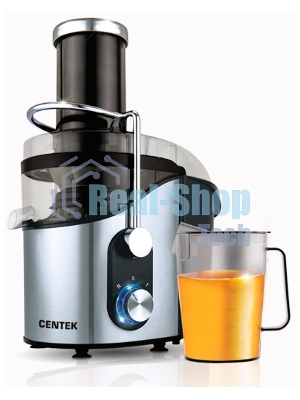 Соковыжималка Centek CT-1212 стальной/чёрный, центробежная, 1200 Вт, 1100 мл, механическое