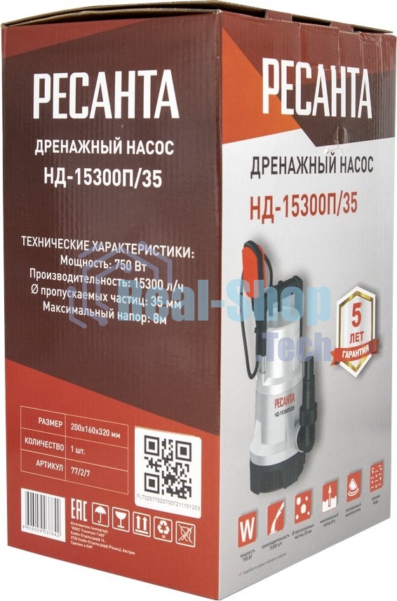 Дренажный насос НД-15500П/35 Ресанта