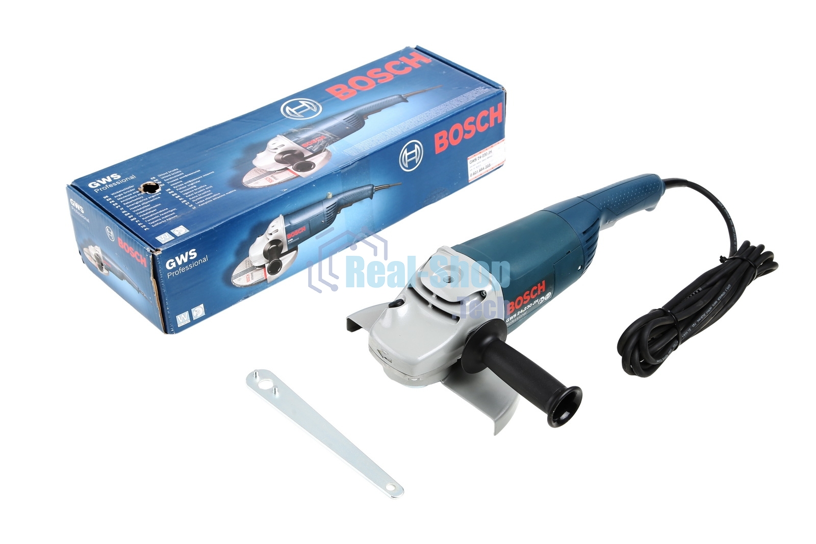 Шлифмашина угловая Bosch GWS 24-230 JH 0601884203 2400Вт, скорость вр.- 6500, д.диска-230, шпиндель-M 14, (Дополнительная рукоятка. Ключ, гайка. Картон)