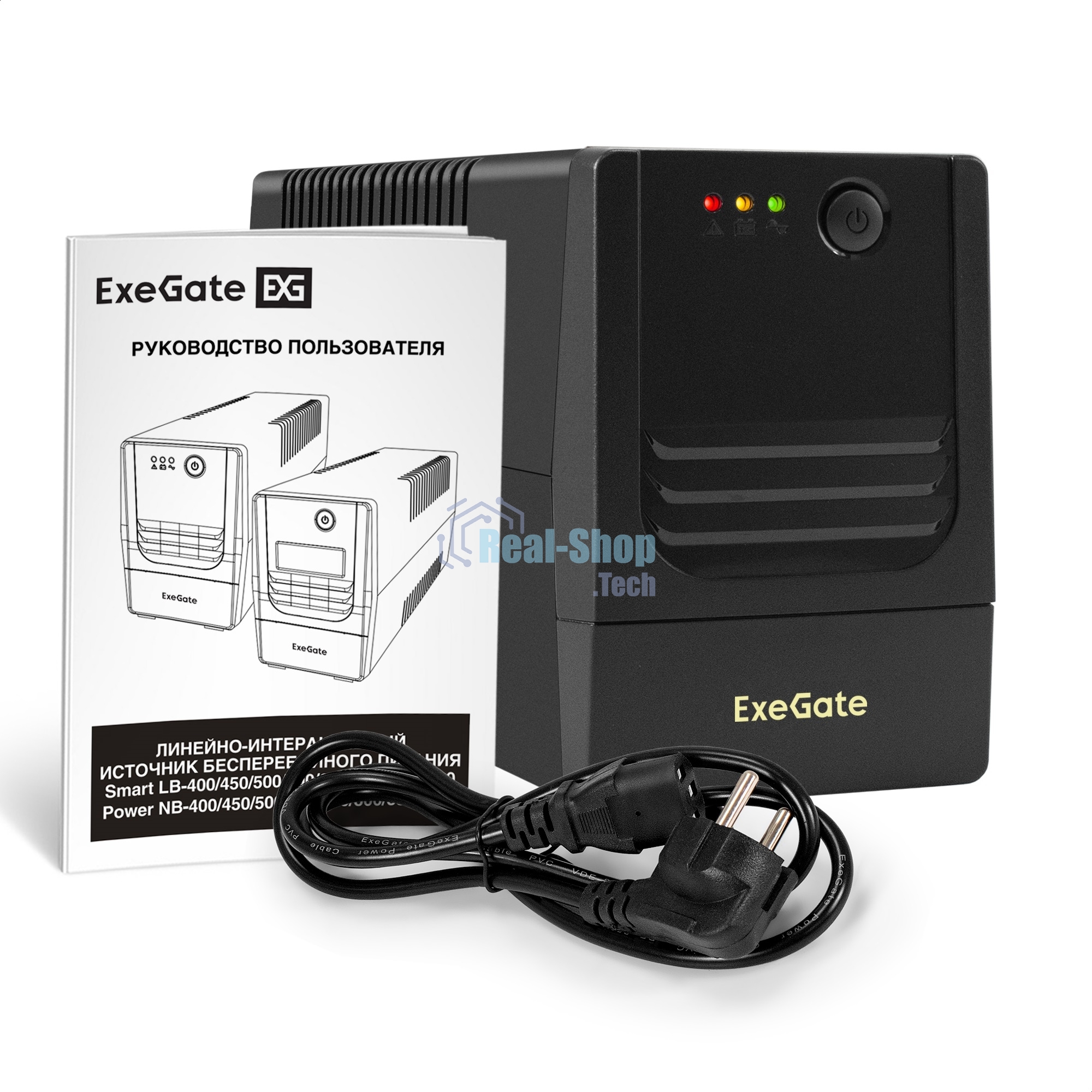 Источник бесперебойного питания ExeGate Power NB-800.LED.AVR.4C13 (800VA/480W, LED, AVR, 4*C13, батарея 12V 9Ah, Black)