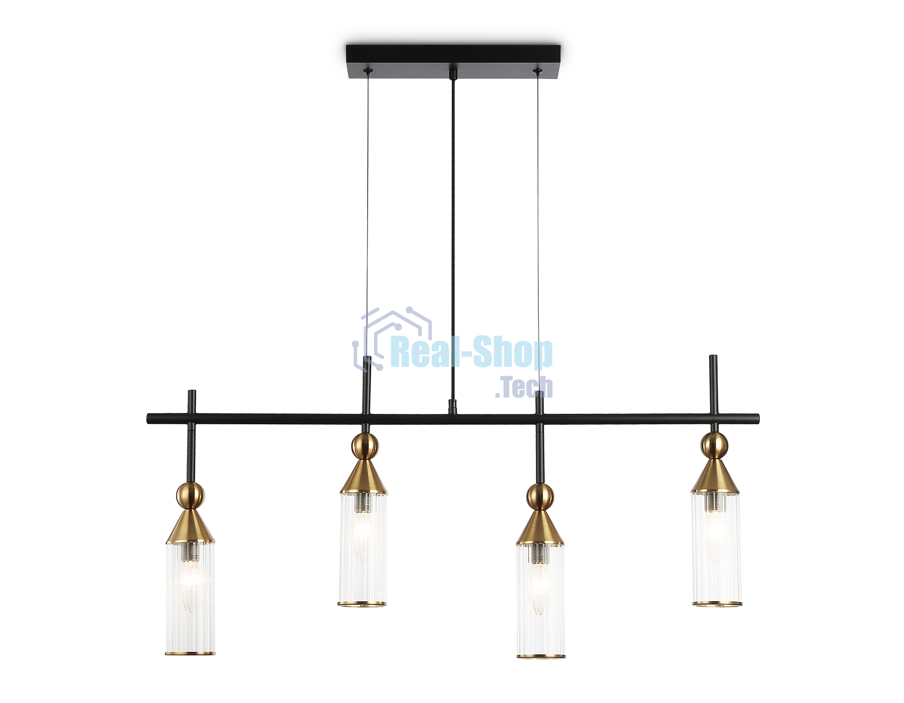 Светильник Ambrella light LH55254/4 BK/BS/CL черный/латунь/прозрачный E14*4 max 40W 845*65*1150