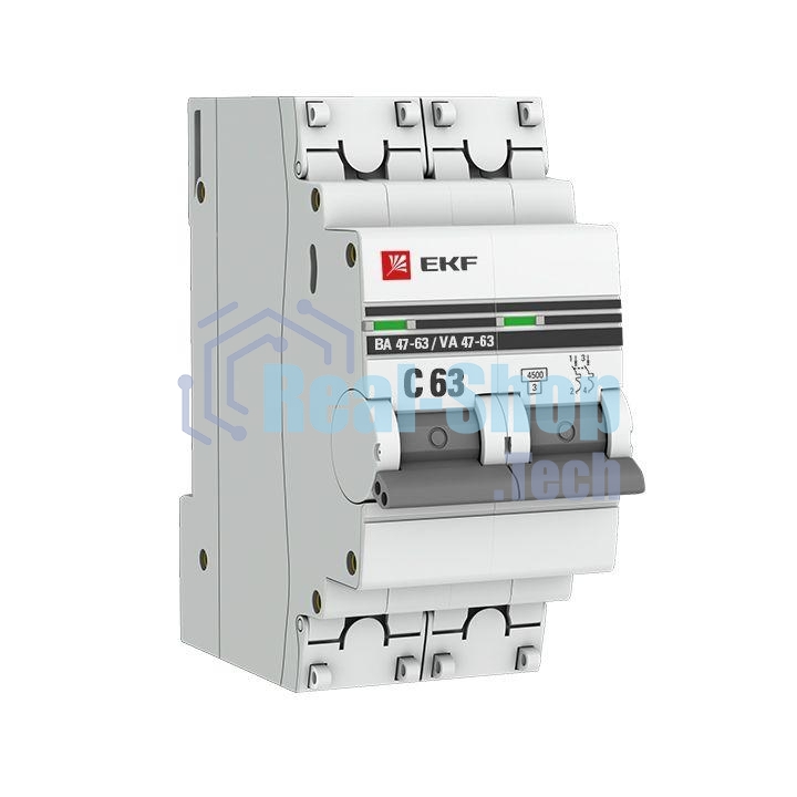 Выключатель автоматический EKF mcb4763-2-63C-pro 2P 63А (C) 4,5kA ВА 47-63 EKF PROxima