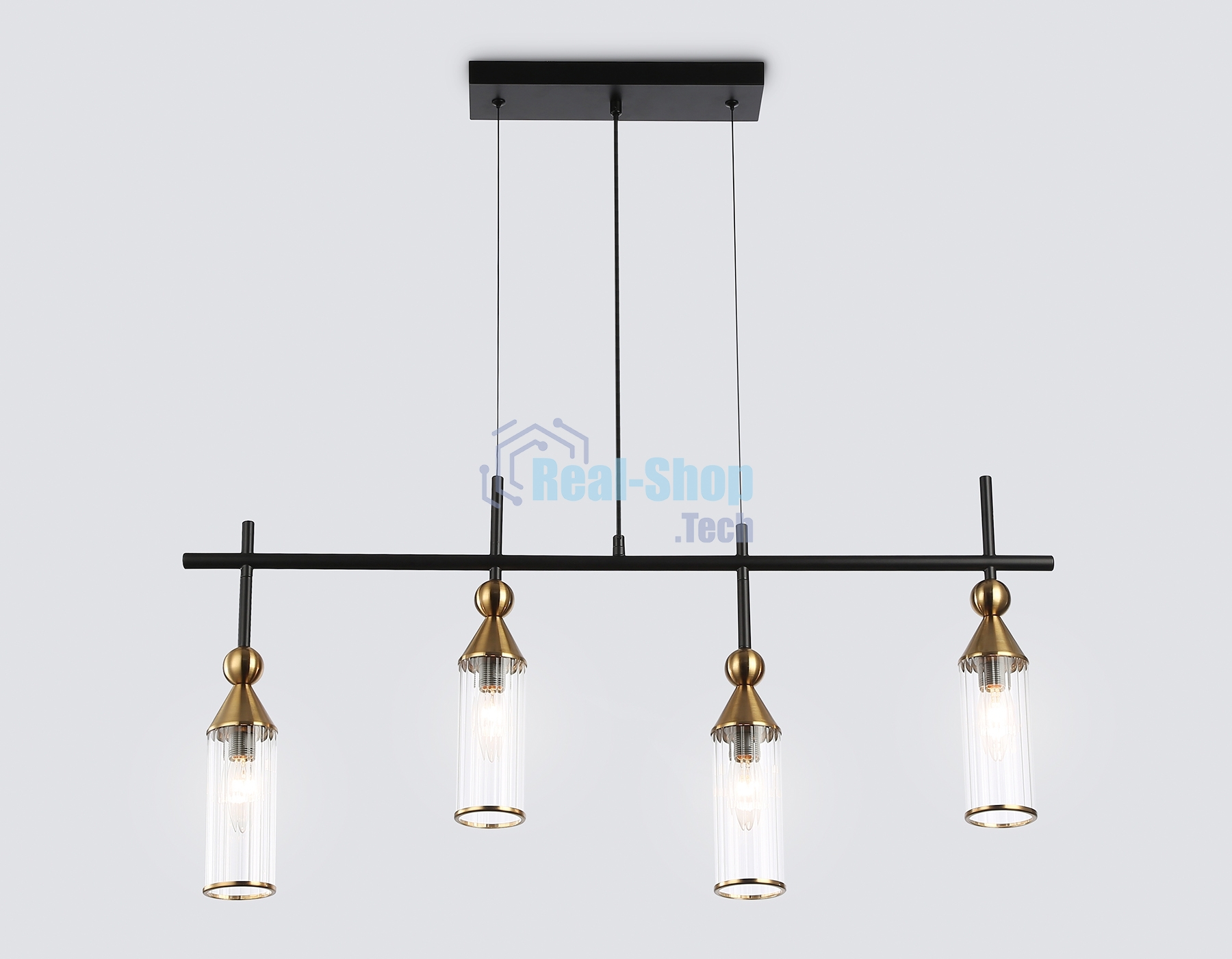 Светильник Ambrella light LH55254/4 BK/BS/CL черный/латунь/прозрачный E14*4 max 40W 845*65*1150