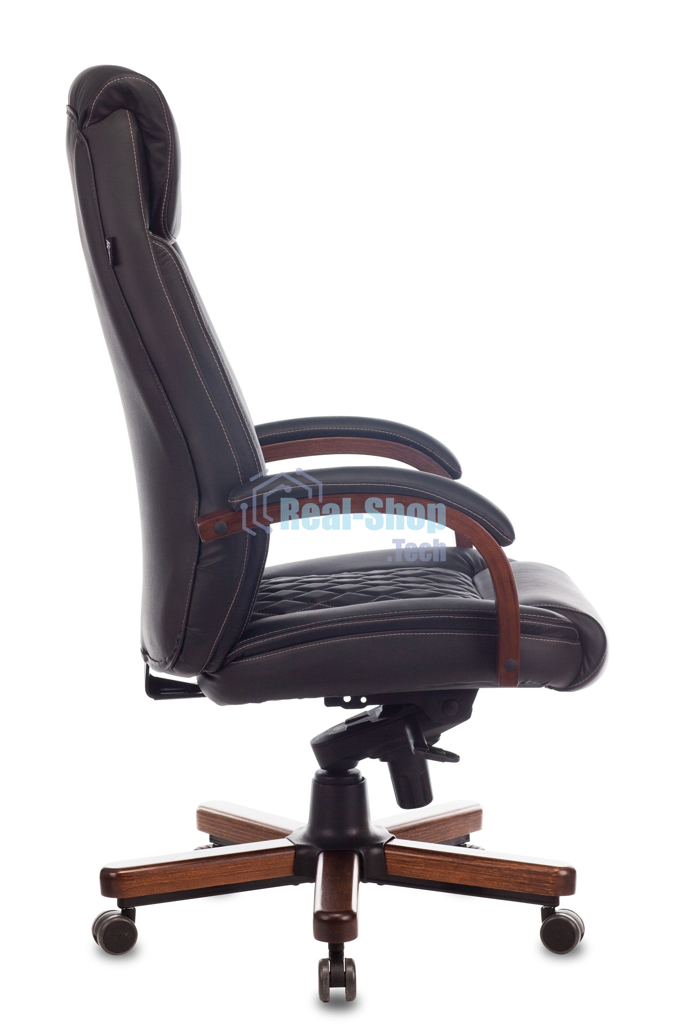 Кресло Бюрократ T-9924WALNUT черный, кожа, подголовник