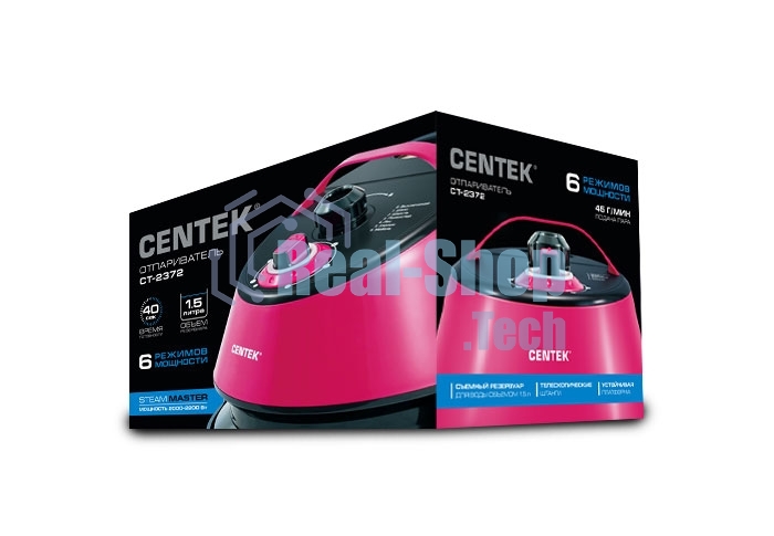 Отпариватель Centek CT-2372 малиновый, 2200 Вт, 45 г/мин, 1500 мл