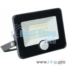 Прожектор IEK LPDO602-20-65-K02 СДО 06-20Д светодиодный черный с датчиком движения IP54 6500K