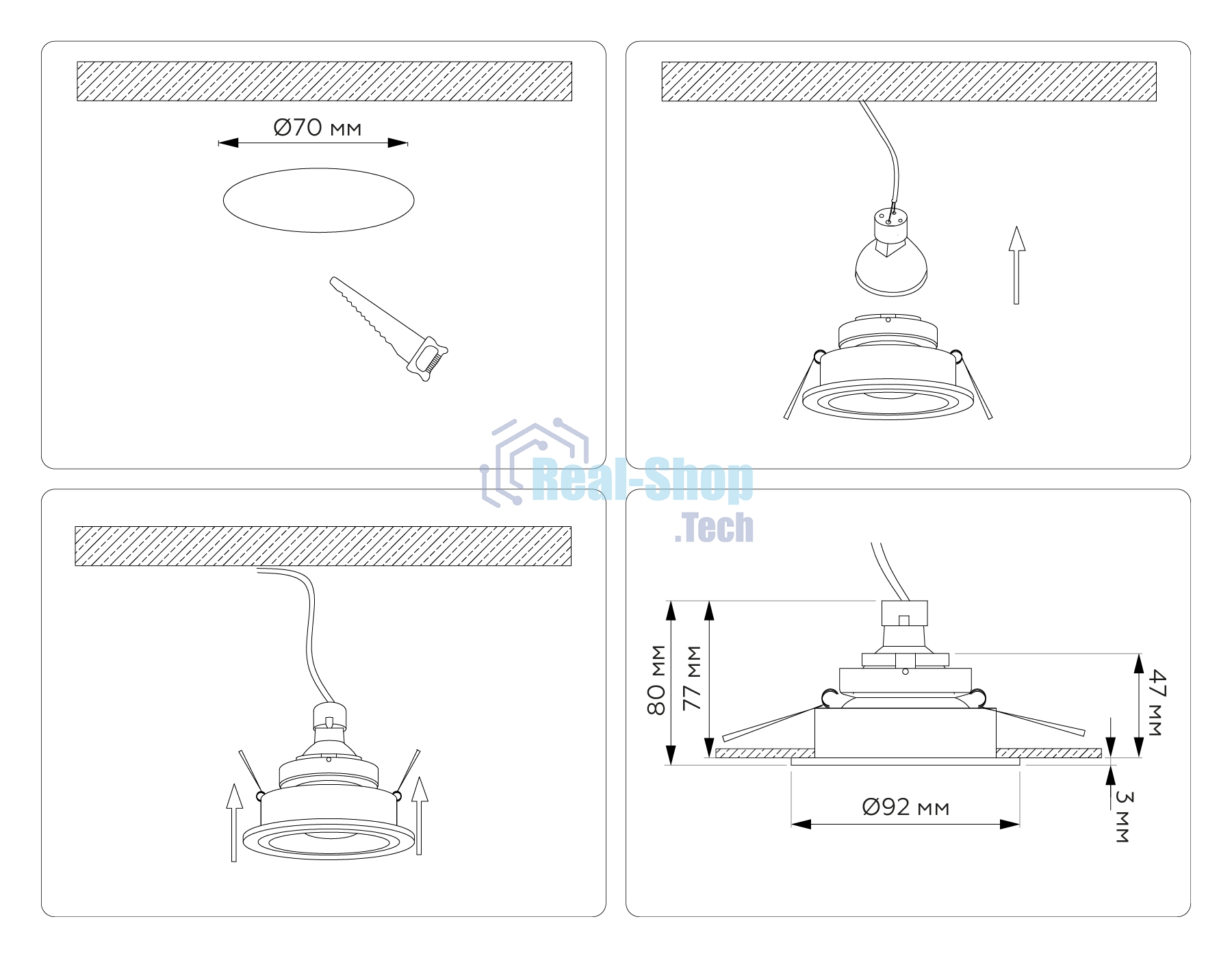 Встраиваемый точечный светильник Ambrella light TN102824 BK/BK черный/черный GU5.3 D92*50