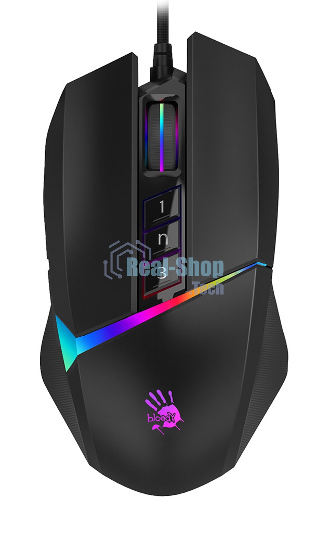 Мышь проводная A4Tech Bloody W60 Max черный, 10000 dpi, USB, кнопки - 10