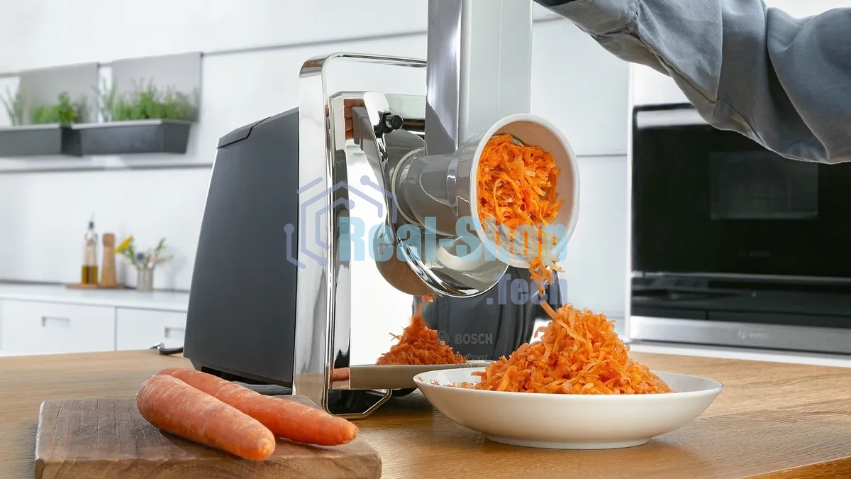 Мясорубка электрическая Bosch MFW67440 черный, 2000 Вт, 3.5 кг/мин, реверс, защита от перегрузки, насадки - 4