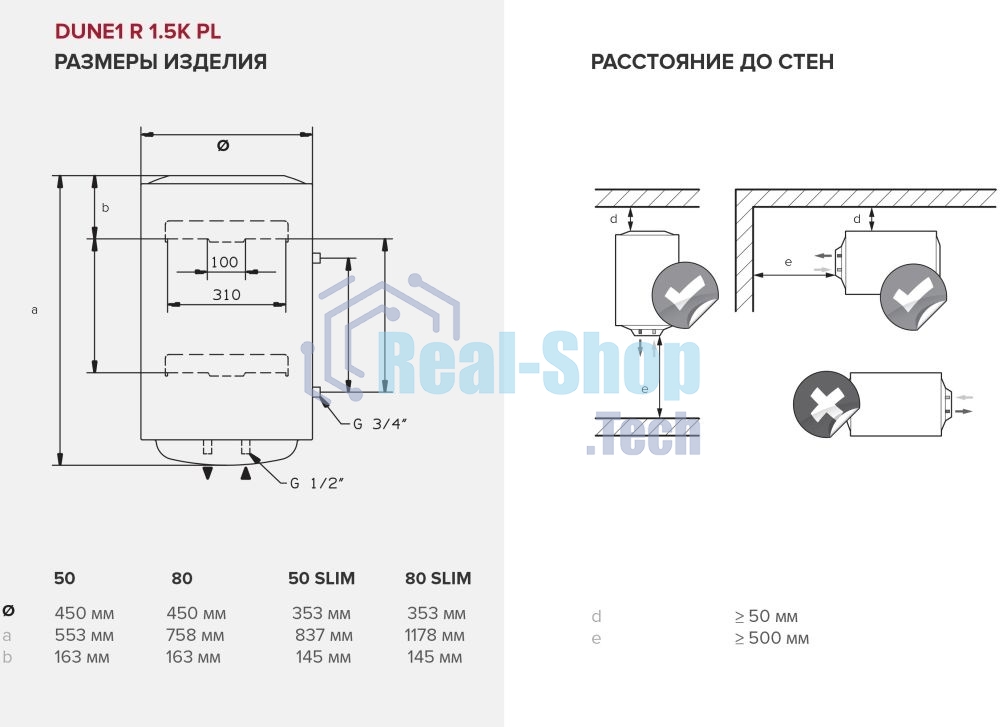 Водонагреватель электрический Ariston DUNE1 R 80 V 1.5K PL белый, накопительный, 80 л, 1,5 кВт
