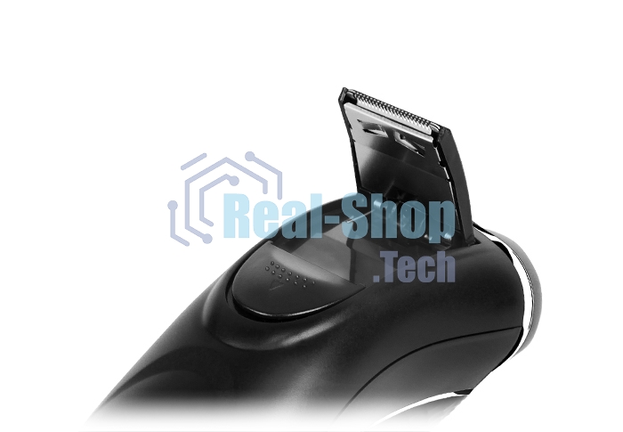 Электробритва Centek CT-2176 черный/хром ротор, 3 плавающие головки, аккумулятор + работа от сети, триммер