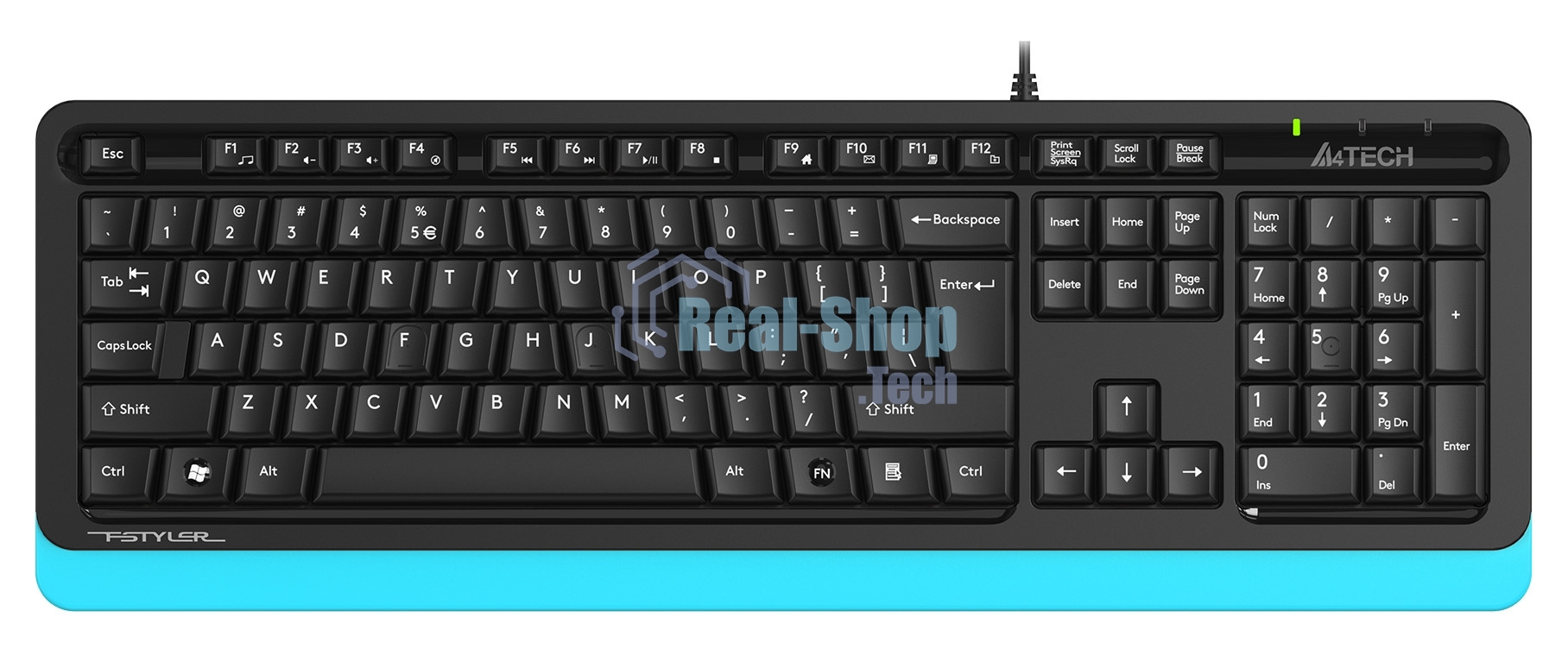 Клавиатура проводная A4Tech Fstyler FKS10, USB, черный/синий