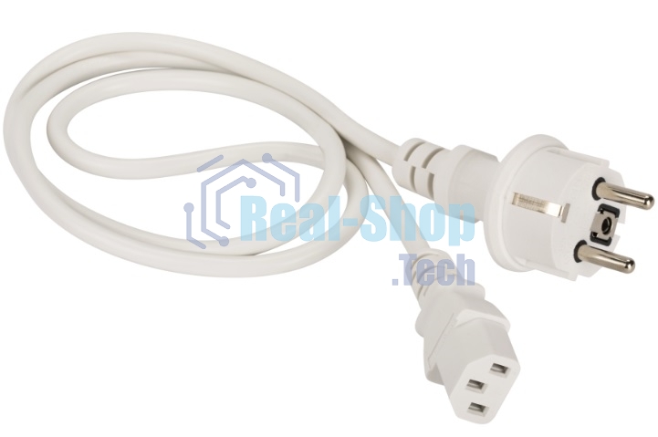 Шнур питания Lanmaster C13-Schuko, 3х0.75, 220В, 10А, белый, 3 метра