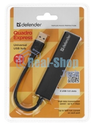 USB-концентратор Defender Quadro Express, USB 3.0, USB 4 порта, USB