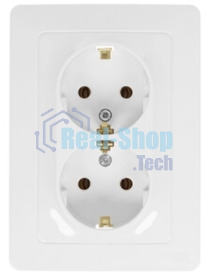Розетка 2-м СП Blanca 16А 250В без шторок с заземл. бел. SchE BLNRS001021