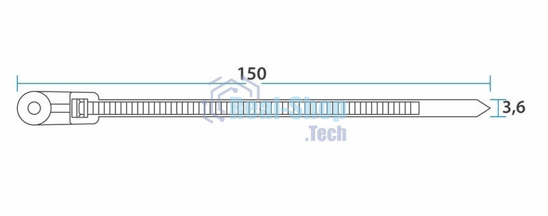 Хомут-стяжкa нейлоновая под винт Rexant 150x3,6 мм, черная, упаковка 100 шт.
