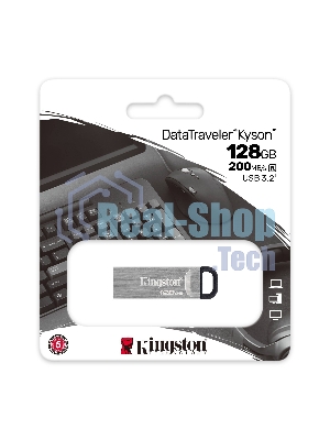 Флешка USB Kingston DataTraveler KYSON (DTKN/128 Gb), 128Gb, USB 3.2 Gen 1, R/W 200/60, серебристый/черный