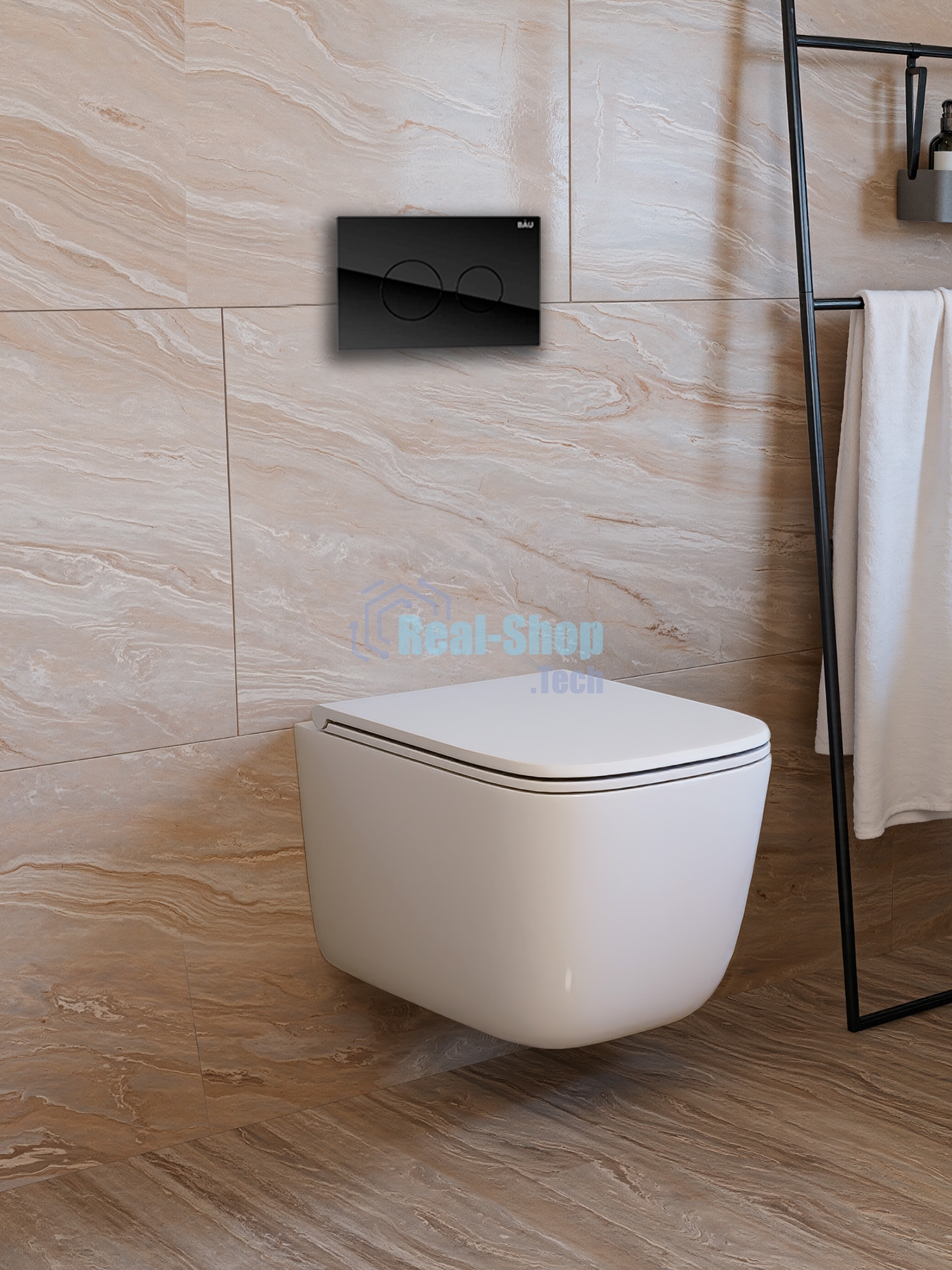 Инсталляция с унитазом комплект BAU PRO 6 в 1: унитаз подвесной безободковый торнадо Bau Dream 51х35, быстросъемное сиденье микролифт, кнопка смыва из стекла BAU Dream, черная