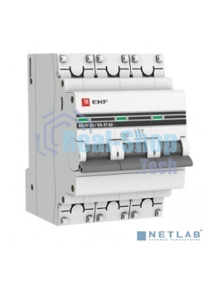 Выключатель автоматический EKF mcb4763-3-50C-pro 3P 50А (C) 4,5kA ВА 47-63 EKF PROxima