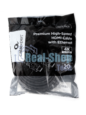 Кабель HDMI Cablexpert CC-HDMI4L-20M, 20м, v2.0, 19M/19M, серия Light, черный, позол.разъемы, экран, пакет