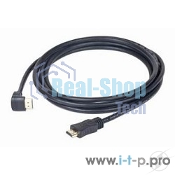 Кабель Cablexpert HDMI CC-HDMI490-10, 19M/19M, v2.0, медь, позол.разъемы, экран, угловой, 3м, черный, пакет