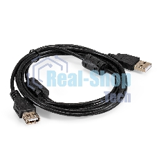 Удлинитель USB 2.0 ExeGate EX-CCF-USB2-AMAF-2.0F (Am/Af, позолоченные контакты, ферритовые кольца, 2м)