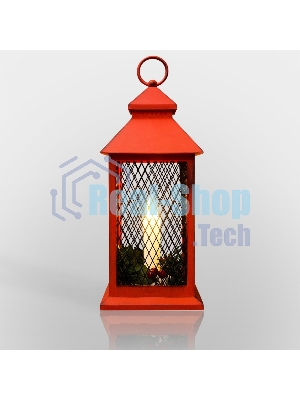 Декоративный фонарь Neon-night со свечкой, красный корпус, размер 13.5х13.5х30,5 см, цвет теплый белый