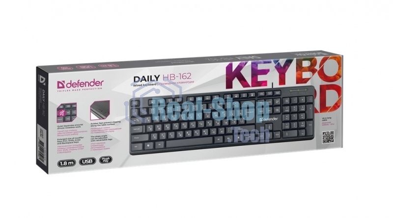 Клавиатура проводная Defender Daily HB-162, USB, черный
