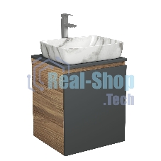 Тумба Bau Dream Blackwood 50 графит, раковина BAU Hotel 51х39, мрамор, смеситель для раковины высокий Hotel Still, нержавеющая сталь