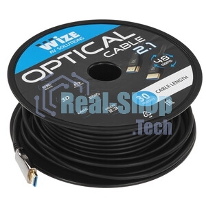 Кабель HDMI AOC-HM-HM-30M Wize, оптический, 30 м, 4K/60HZ, v.2.0, ARC, 19M/19M, черный, коробка