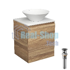 Тумба Bau Dream Blackwood 50 с дверцей, раковина BAU Dream D43, выпуск клик клак, черный