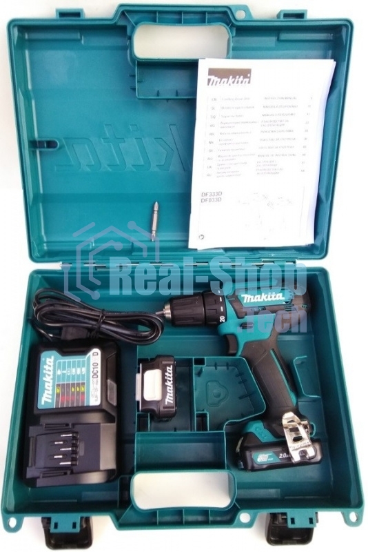 Дрель-шуруповерт Makita DF333DWAE, 12 В, 2 Ач, 30 Нм, щеточный