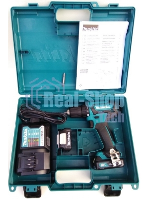 Дрель-шуруповерт Makita DF333DWAE, 12 В, 2 Ач, 30 Нм, щеточный
