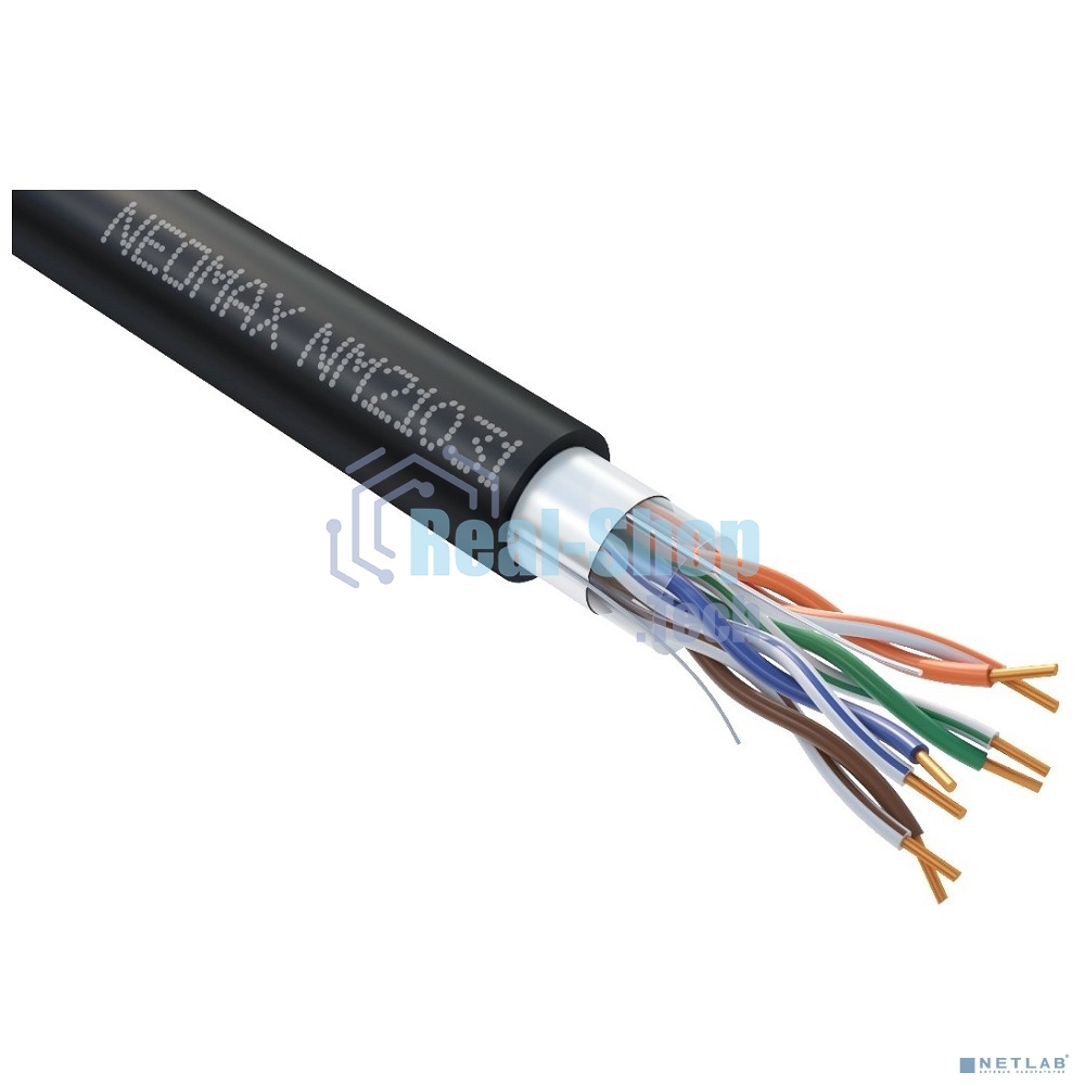 Кабель NEOMAX NM21031 F/UTP cat.5e 4 пары (305 м) 0.48 мм (24 AWG) Медь, внешний, PE, черный