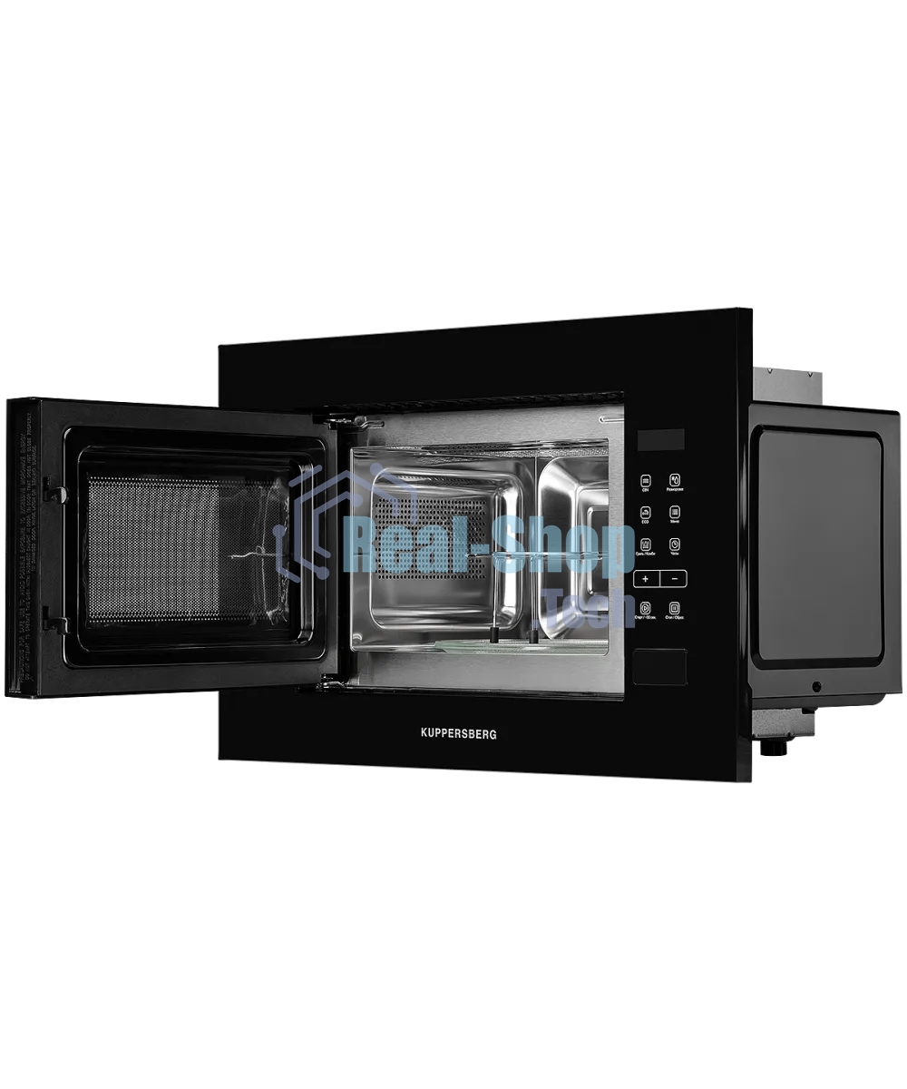 Встраиваемая микроволновая печь Kuppersberg HMW 620 B, объем 20 л, мощность 700 Вт, поворотный стол, High-Tech, 9 автоматических программ, гриль, сенсорное управление, черный