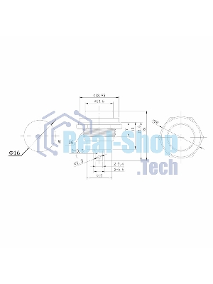 Выключатель-кнопка металл Rexant 250V 2А (2с) (ON)-OFF Ø16.2 черный