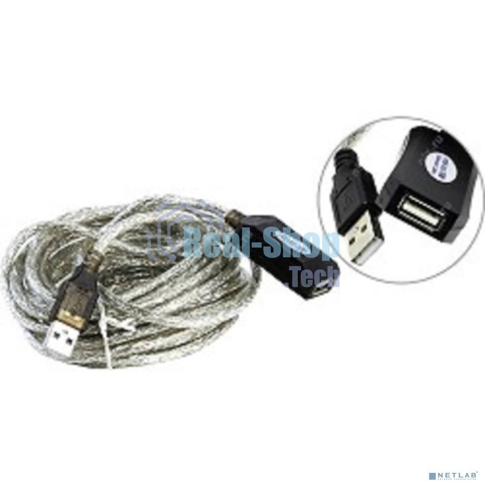 Кабель Aopen/QustКабель-адаптер USB2.0-repeater, удлинительный активный Am-->Af 5м (ACU823-5M) 6938510851314