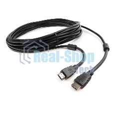 Кабель HDMI Cablexpert CCF2-HDMI4-7.5M, 19M/19M, v2.0, медь, позол.разъем, экран, 2 фер.кольца, 7.5м, черный, пакет