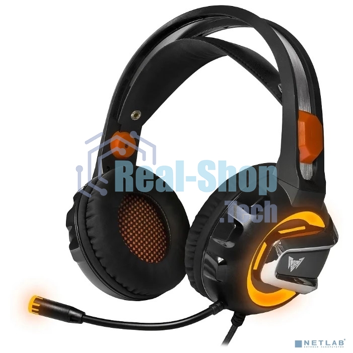 Гарнитура Crown CMGH-3003 чёрный/оранжевый, проводная, подсветка