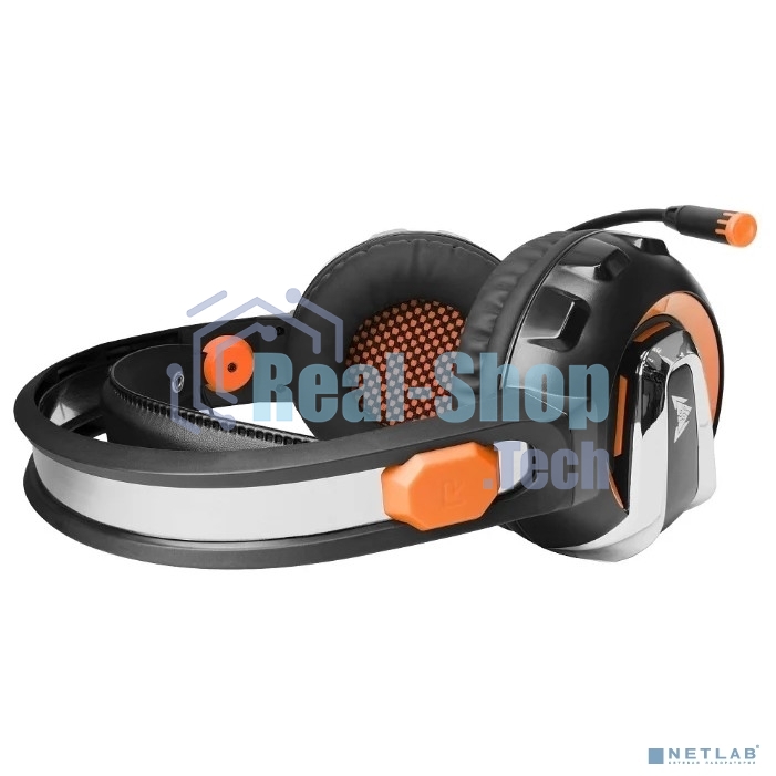 Гарнитура Crown CMGH-3003 чёрный/оранжевый, проводная, подсветка