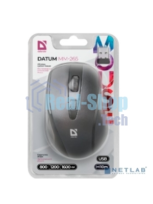 Мышь беспроводная Defender Datum MM-265 черный, 1600 dpi, радиоканал, USB, кнопки - 4