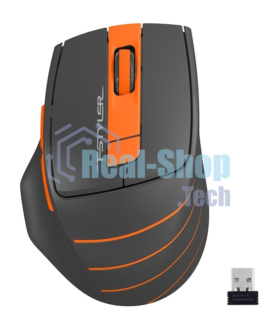 Мышь беспроводная A4Tech Fstyler FG30 серый/оранжевый, 2000 dpi, радиоканал, USB, кнопки - 5