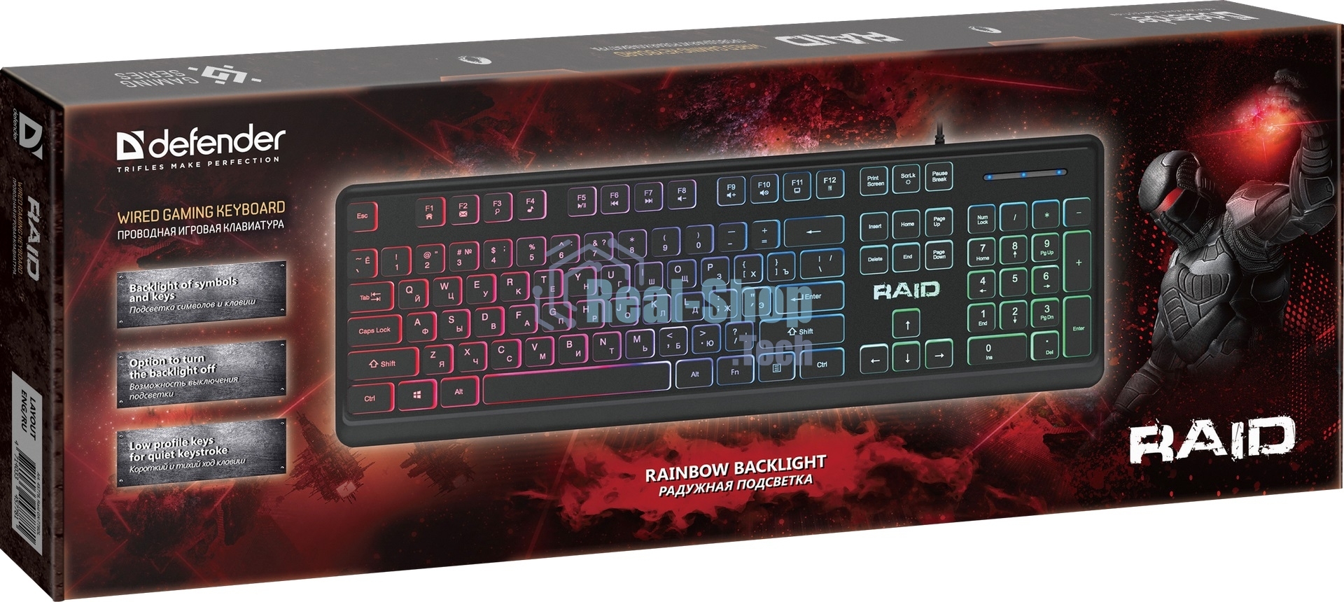 Клавиатура проводная Defender Raid GK-778DL, USB, черный