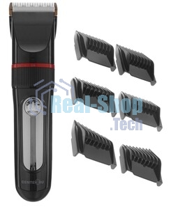 Машинка для стрижки волос Centek CT-2101 черный 3 Вт, LED, Li-Ion1200 до 3 часов, USB зарядка, 6 насадок