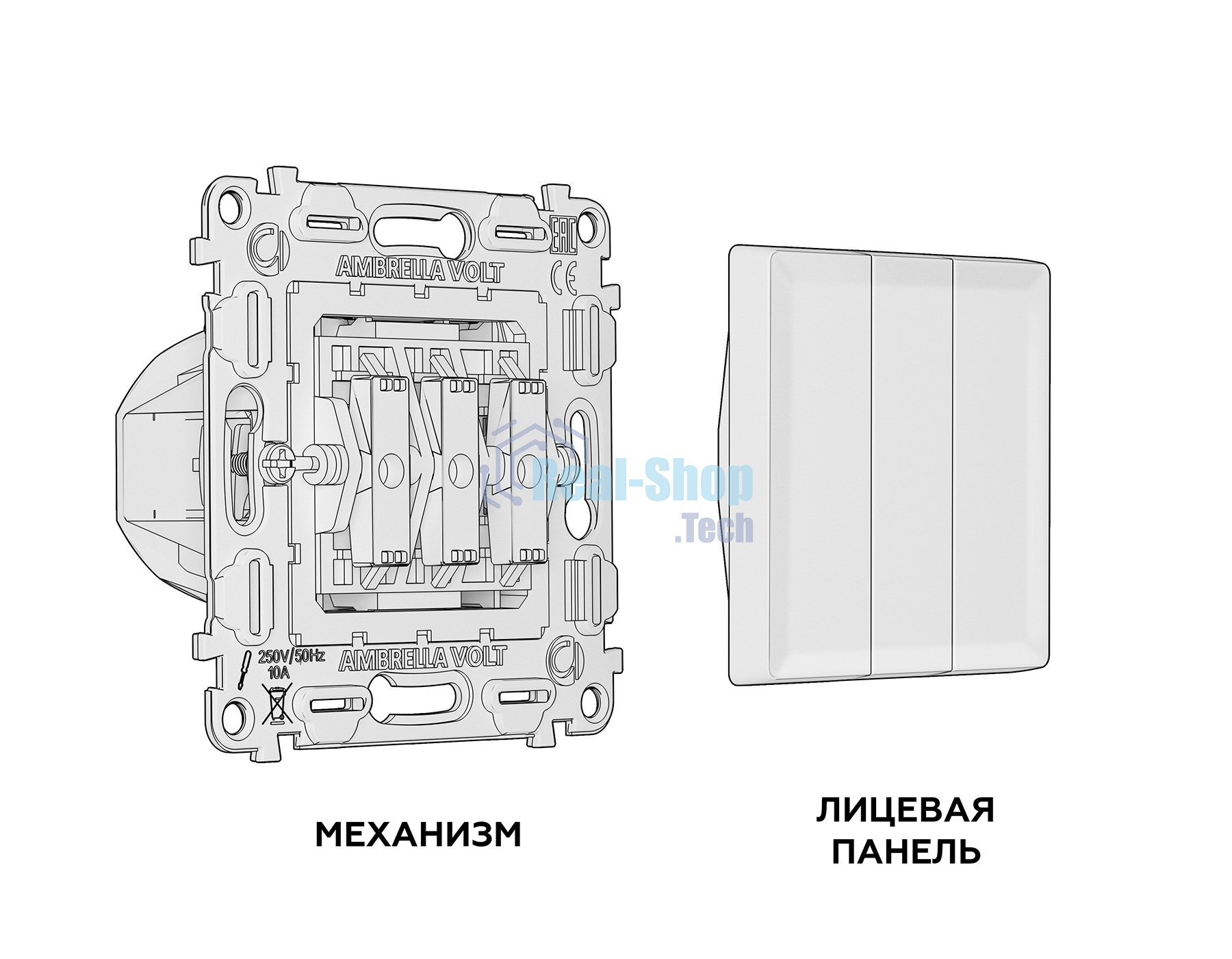 Комплект механизма 3-кл выключателя ALFA Шампань QUANT (AP6050, VM133) MA605010